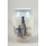 A COPENHAGEN PORCELAIN VASE, mother and daughter. Pattern, 4547. 7ins high.