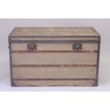 A 19TH CENTURY LOUIS VUITTON CANVAS STEAMER TRUNK, Circa. 1880. The sides with A. M. BURT. NEW YORK.