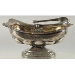 A GOOD RUSSIAN SILVER PEDESTAL BASKET with swing handles. Marks, H. A. over 1823. 84.