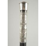 A RARE JOHN HAIG, 1627, DIMPLE, .925 SILVER TOPPED CANE with screw off top and glass tube.