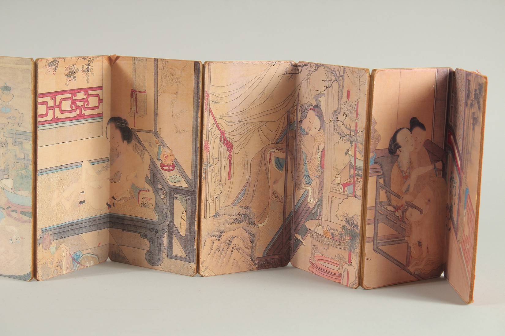 A CHINESE FOLDING EROTIC BOOK. - Image 3 of 3