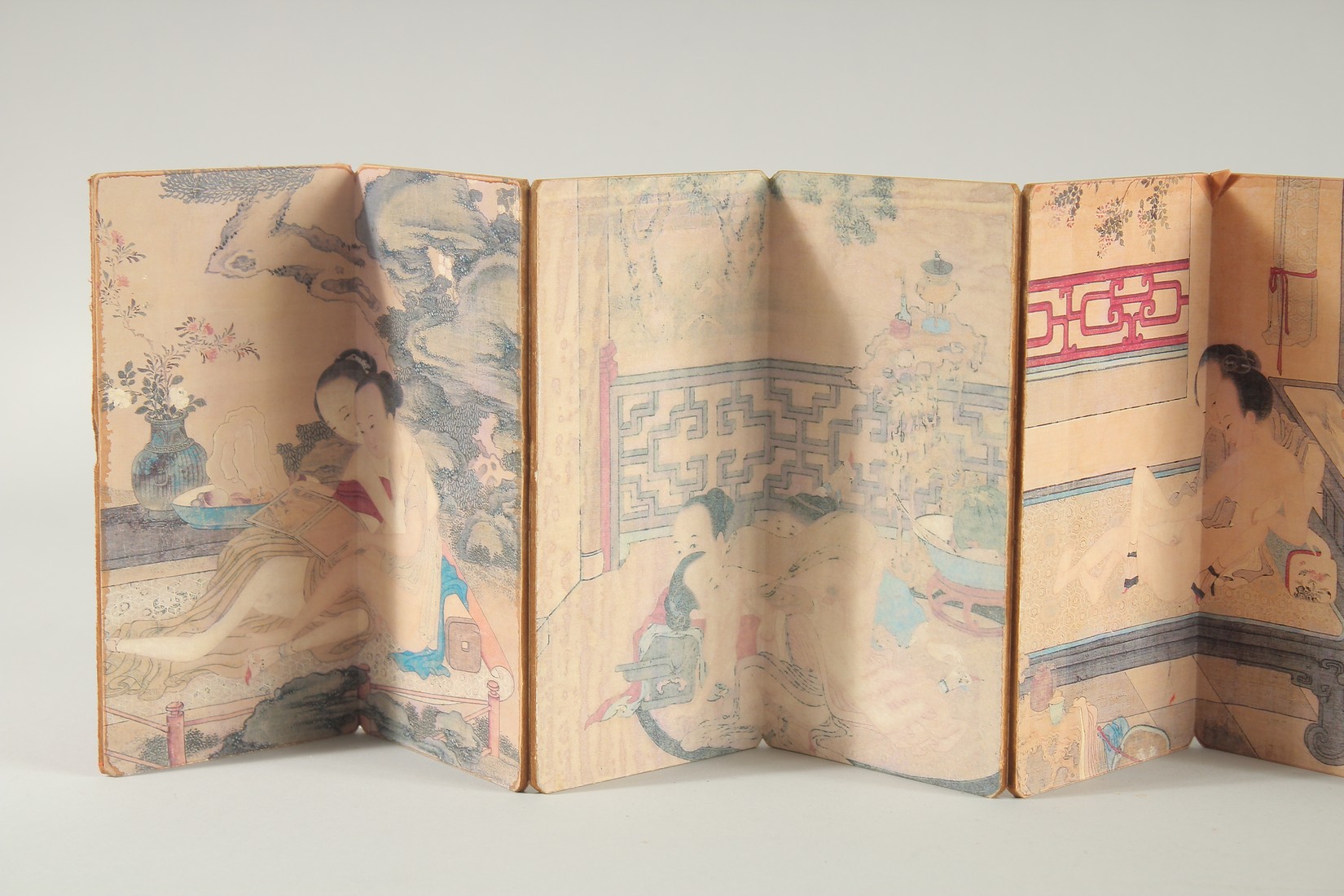 A CHINESE FOLDING EROTIC BOOK. - Image 2 of 3