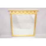 A LARGE GILTWOOD OVERMANTLE MIRROR. 4ft 11ins high, 4ft 11ins wide.