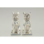 A PAIR OF ART DECO STYLE SQUIRREL SALT AND PEPPERS. 3ins high.