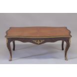A LOUIS XVITH STYLE KINGWOOD RECTANGULAR TOP COFFEE TABLE with star top on curving legs. 4ft 2ins