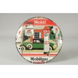 A MOBIL ENAMEL CIRCULAR SIGN. 12ins diameter.