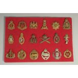 A COLLECTION OF 18 MILITARY BADGES INCLUDING MILITARY P O W , TANK CORPS, CEAR NAUGHT, ROYAL CORPS