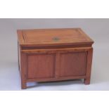 A CHINESE HARDWOOD CHEST with lift up top. 2ft 10ins long, 1ft 10ins deep, 1ft 10ins high.