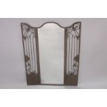 AN IRON GATE with opening doors and mirror. 4ft 2ins high.