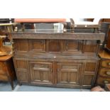 A GOOD LARGE 18TH CENTURY OAK COURT CUPBOARD. 6ft long, 1ft 7ins wide, 4ft 4ins high.