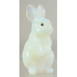 A GOOD RUSSIAN WHITE HARDSTONE RABBIT. 2.25ins high.