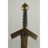 A GERMAN SWORD in a leather scabbard with brass pommel. Inventory No. 10.286. 41ins long.