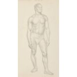 Margaret S. Crague, An art class pencil drawing of a standing male nude, signed and dated 1931 in