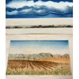 Joan Williams, 'Landscape with burning fields', colour etching, signed, inscribed, numbered 5/50 and