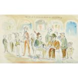 L. Bernard, Characters in a lounge bar, ink and wash, signed, 11.25" x 18", (28.5x46cm).