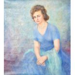 G.M. Imberger, Portrait of a society lady wearing a blue dress, oil on canvas, signed and dated 1967