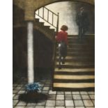 Peter Kosowicz, 'Up the stairs Darkly', coloured aquatint, inscribed in pencil and annotated P/P