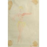 Early 20th Century, A female ballet dancer in costume, watercolour, signed, 7.5" x 5", (19x12.5cm).