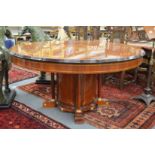 A good large and impressive classical design circular mahogany centre table with star burst