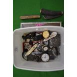 Silver cased pocket watch etc.