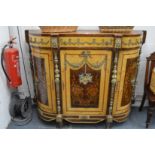 A Continental inlaid and ormolu mounted credenza.