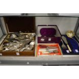 A quantity of plated flatware, some cased.