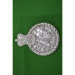 A Falklands Royal Hampshire silvered badge 6.5" x 4.5".