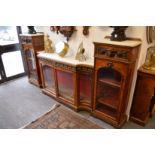 A good Victorian walnut, ormolu and marble top three section side cabinet.