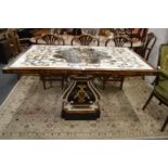 A good Italian style Pietra Dura centre table, the rectangular top and concave sided pedestal