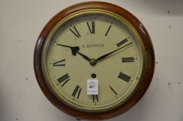 A good small 19th century mahogany fusee circular wall clock with 8 inch dial.