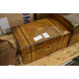 Victorian inlaid walnut sewing box.