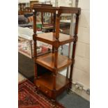 A 19th century mahogany four tier single drawer what-not.