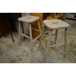 A pair of painted bar stools.