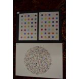 After Damien Hirst, two spot prints, unframed.