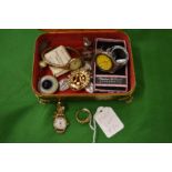 An 18ct gold ring, a ladies 9ct gold cased wrist watch and other items.