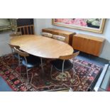 A John and Sylvia Reid S Range dining room suite For Stag furniture comprising dining table, six