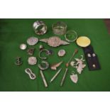 A good collection of small silver ware to include brooches, bangles etc.