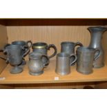 Early pewter tankards etc.