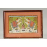 A 19TH CENTURY INDIAN PAINTING DEPICTING KRISHNA SURROUNDED BY WHITE ELEPHANTS, framed and glazed,