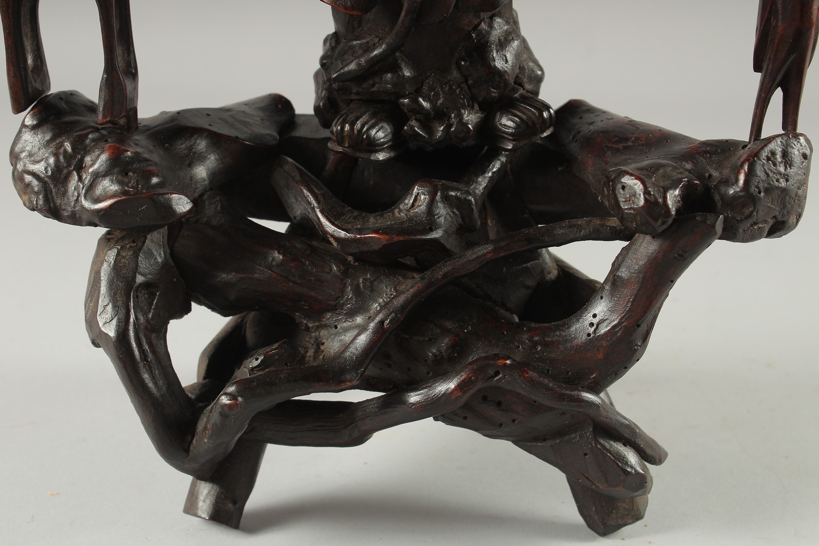 A CHINESE SECTIONAL ROOT WOOD CARVING OF SHOU LAO, 41cm high overall. - Image 8 of 8