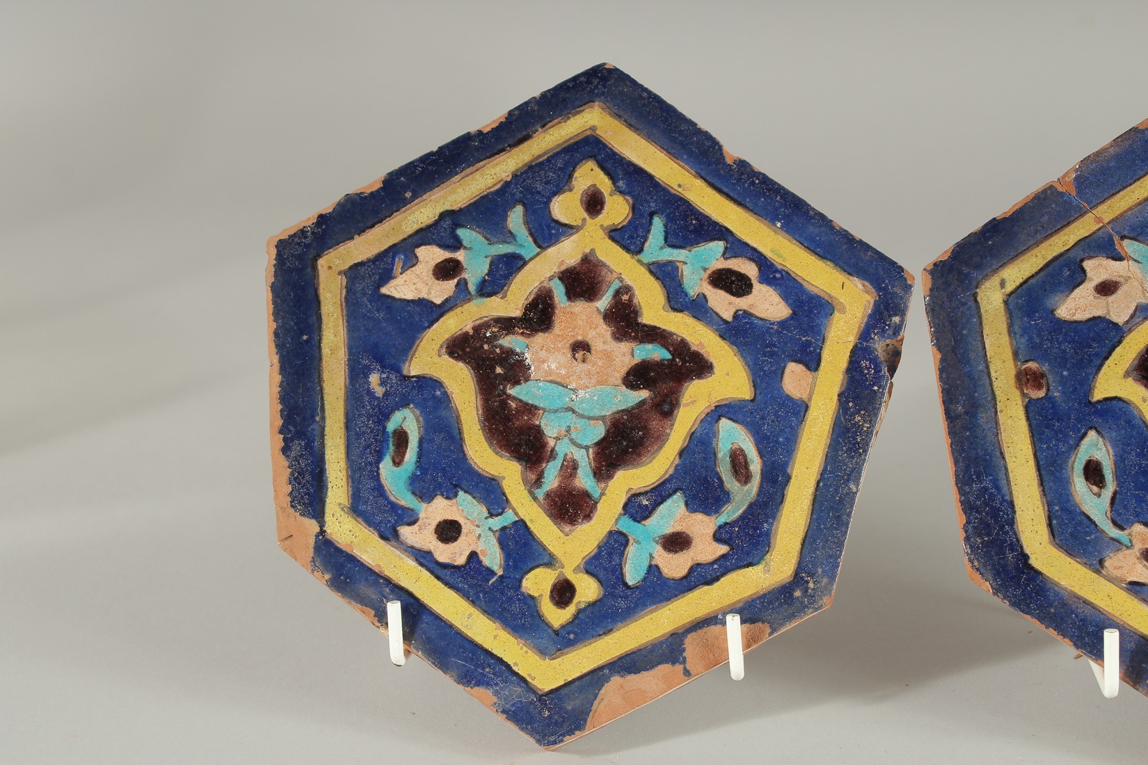 A PAIR OF 15TH-16TH CENTURY PERSIAN TIMURID POTTERY TILES. - Image 2 of 4