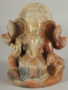 A FINE LARGE INDIAN CARVED MARBLE GANESH, 19.5cm high.