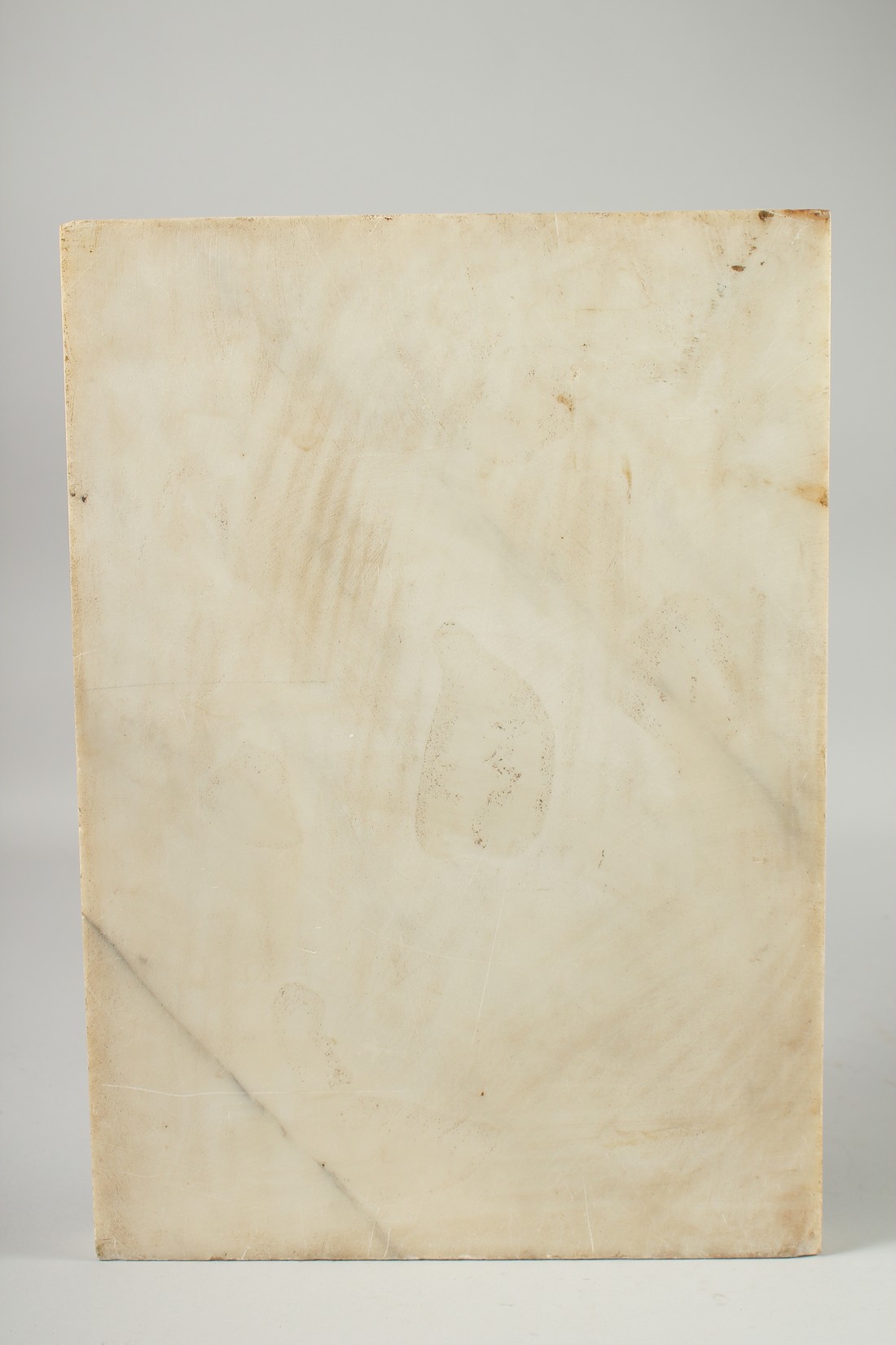 A CARVED WHITE MARBLE CALLIGRAPHIC PANEL, 35cm x 25cm. - Image 2 of 2