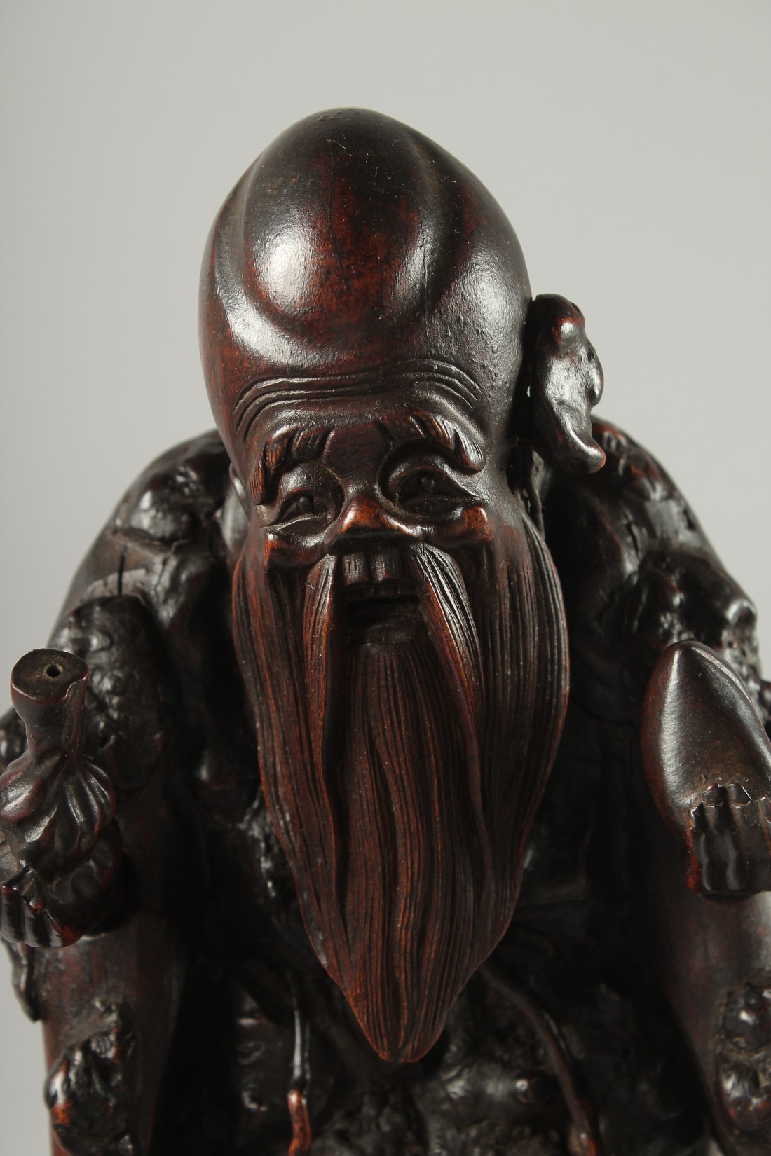 A CHINESE SECTIONAL ROOT WOOD CARVING OF SHOU LAO, 41cm high overall. - Image 5 of 8
