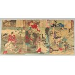 CHIKANOBU YOSHU (1838-1912): FROM THE SERIES OF EASTERN BROCADES; three original late 19th century