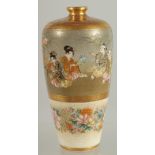 A VERY FINE MINIATURE JAPANESE SATSUMA VASE, beautifully painted children amongst vases of