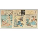 KUNIYOSHI UTAGAWA (1798-1861): FROM THE SERIES OF OGURA ONE HUNDRED POEMS; three original mid 19th