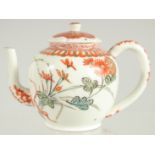 A FINE JAPANESE KUTANI PORCELAIN MINIATURE TEAPOT, painted with flora and embellished with gilt