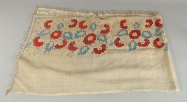 A 17TH-18TH CENTURY OTTOMAN TURKISH SILK EMBROIDERY TEXTILE.