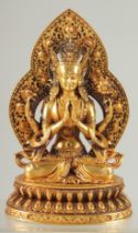 A FINE TIBETAN GILDED ALLOY BUDDHA, 17cm high.